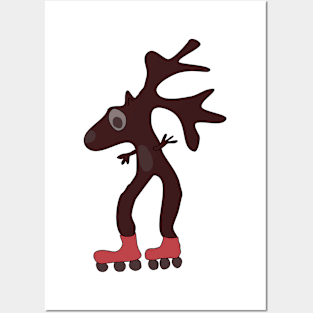 Deer on skates Posters and Art